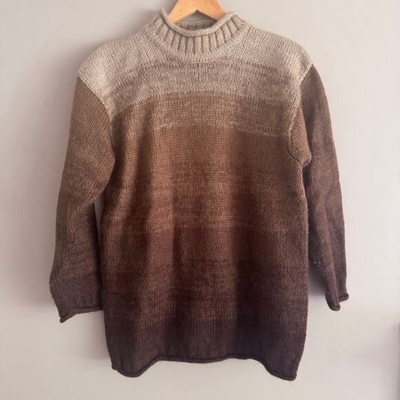 Karen Scott Mohair Blend Mock Neck Sweater Ombre Brown Tan Size Medium - Picture 1 of 3